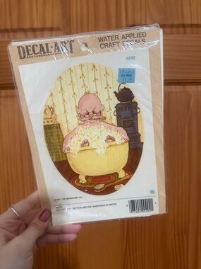 1981 Decal-Art Water Applied Craft Decal - Grandpa in Yellow Tub